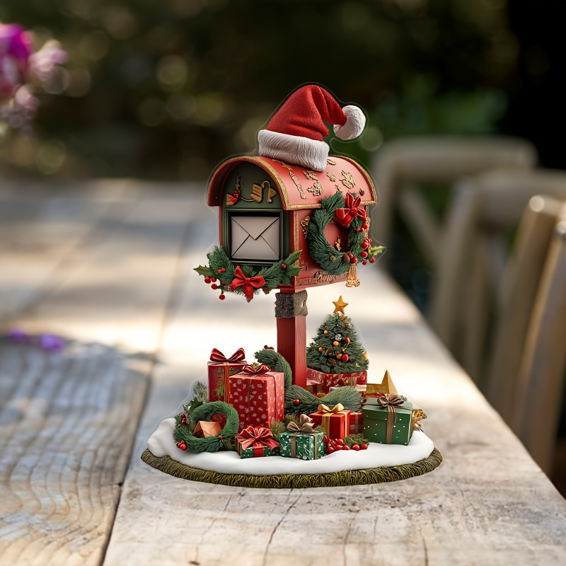 

Acrylic Red Mailbox Decoration, Measuring 5.11" X 6.9", Winter Christmas Tabletop Decor, Seasonal Display, And A Two- Holiday Figurine For The Bedroom, Café, Living Room, Or Outdoors - An Ideal Gift .