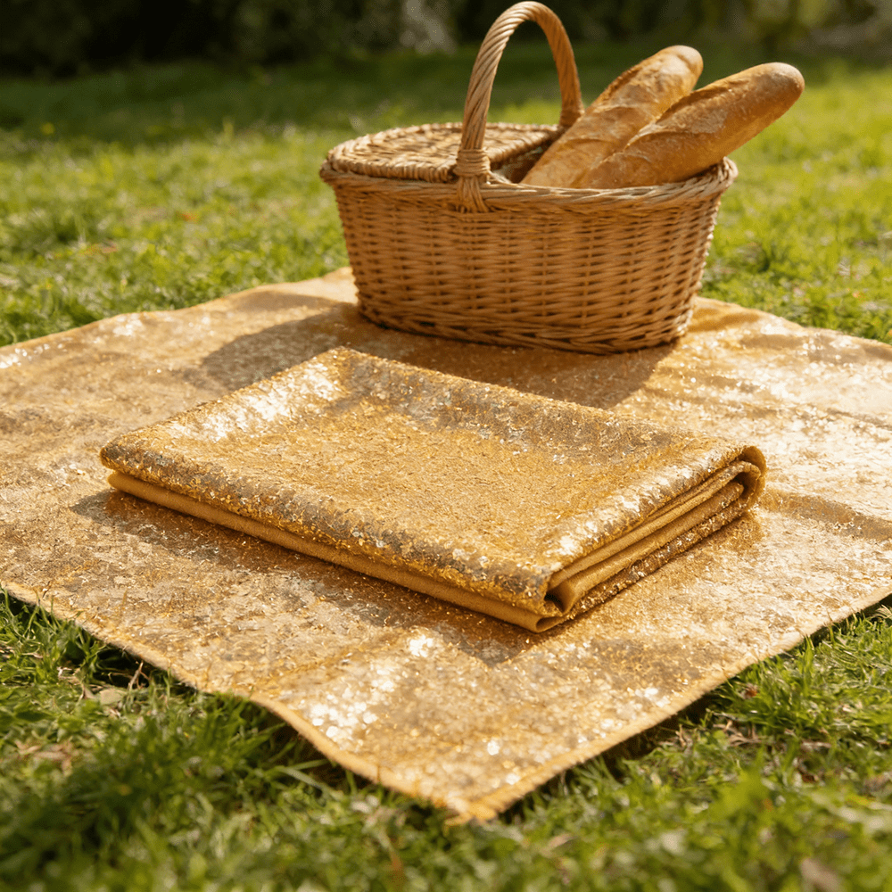 TEMU 1pc High-end Light Luxury Shimmering Golden Sequin 302cm X 132cm Large Size Non-rod Multi- Tablecloth Table Runner Background Cloth 3-in-1
