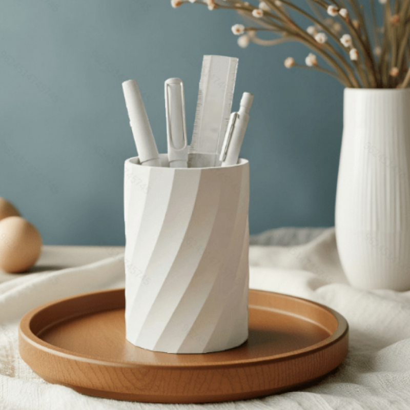 TEMU 1pc Modern Minimalist Plastic Pen Holder Organizer - Desk Cup With Pen Storage Suitable For Home Office,, Decoration, Compact Desktop Organizer