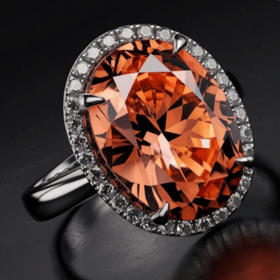 Champagne Cubic Zirconia Silver Plated Copper Ring
