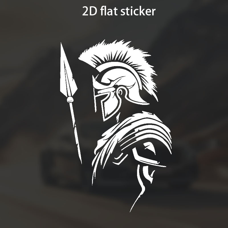 Warrior Vinyl Car Decal - Black And White Greek Armor Design, Creative Vehicle Decoration Sticker, Durable Matte Sticker, Suitable For Cars, Laptops And Walls