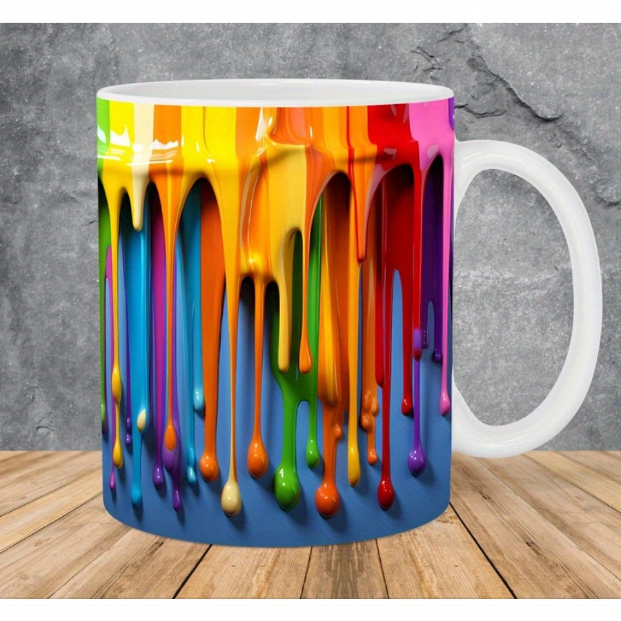 TEMU 3d Rainbow Paint Mug Wrap 11oz Mug Template, 3d Mug Sublimation Design Mug Wrap Template Instant Digital Download