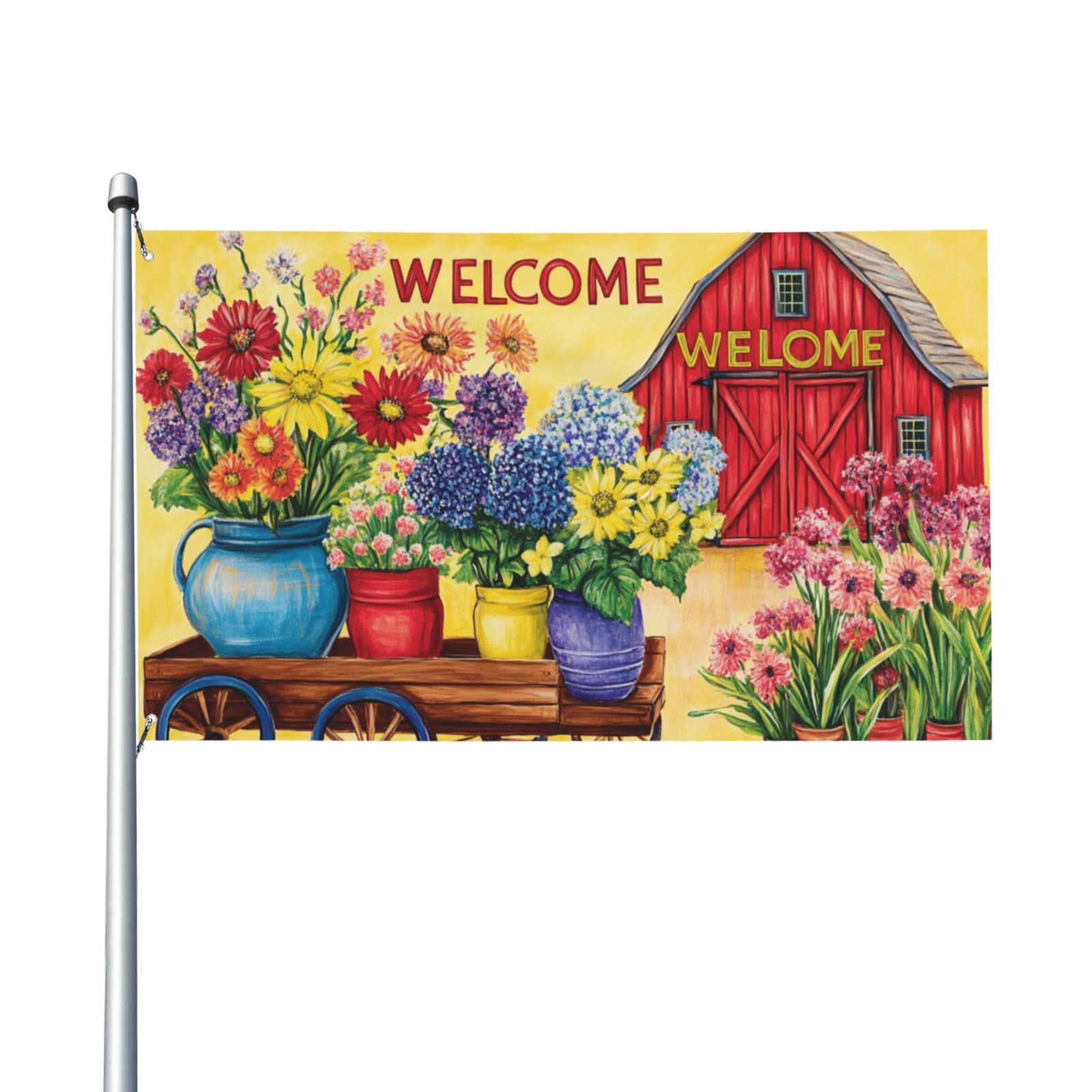 

1pc Spring Farm Polyester Flag, 3x5 Feet Single-sided Outdoor Flag Decoration With Flagpole Sleeve And 2 Hole Ring, No Power Needed