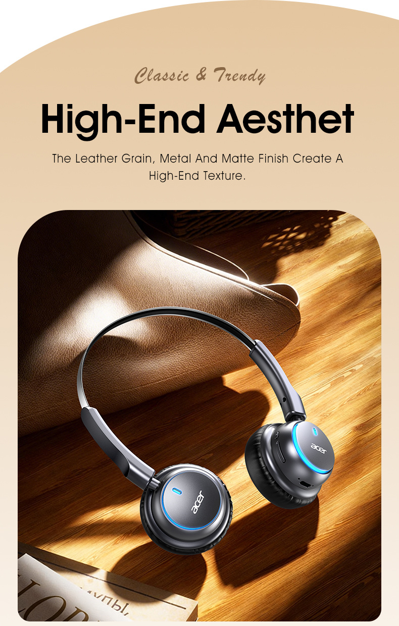 [Acer 2026 New Release] OHR645 Over-Ear Earphones, 3D Spatial Audio, 30 Hours of Music Playback, Soft And Comfortable Memory Foam Ear Cushions, Adjustable Headband, Multi-Device Compatibility, Ideal for Gaming, Sports, Music And Fitness
