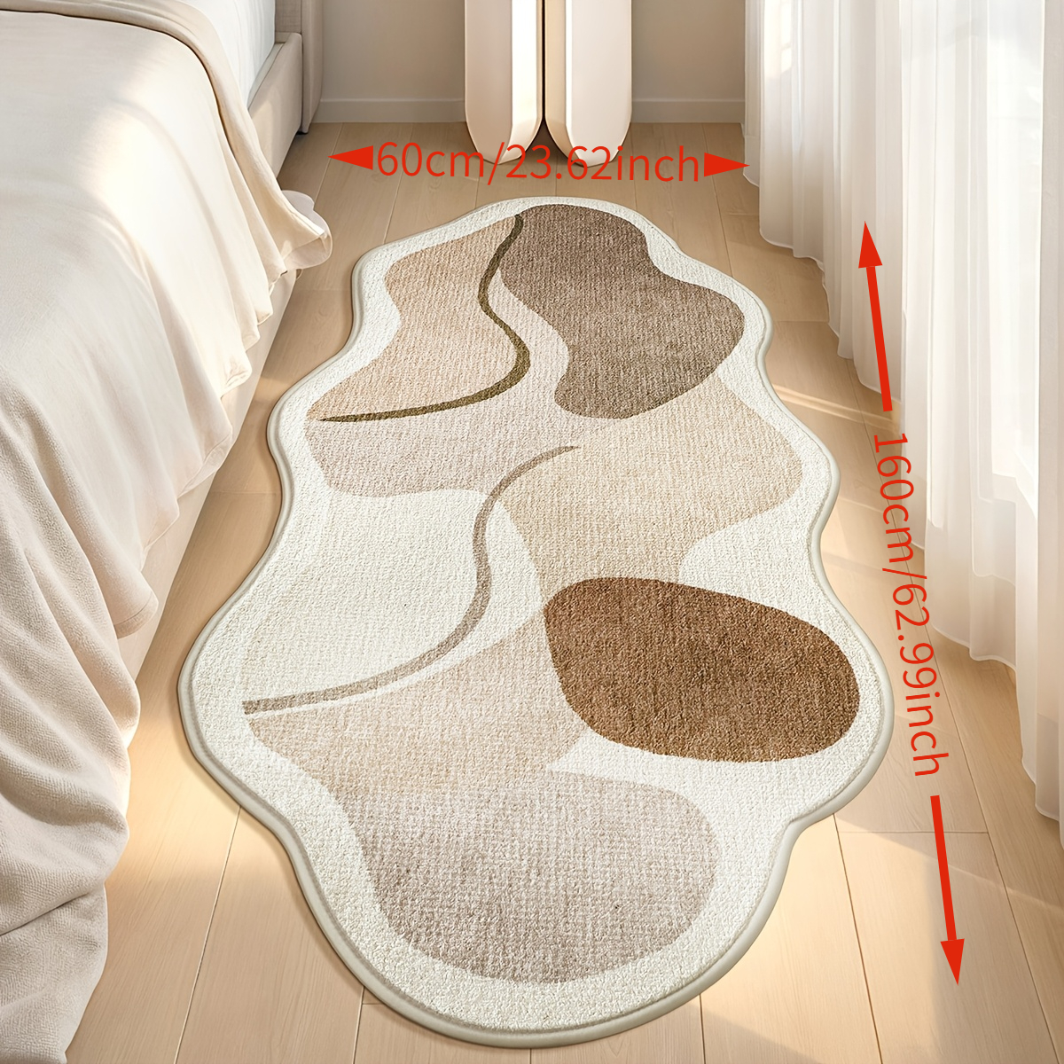 TEMU Tappeto per Camera da Letto, Tappetino Minimalista con Stampa Irregolare per Comodino, Tappeto da Interno per Arredamento Casa