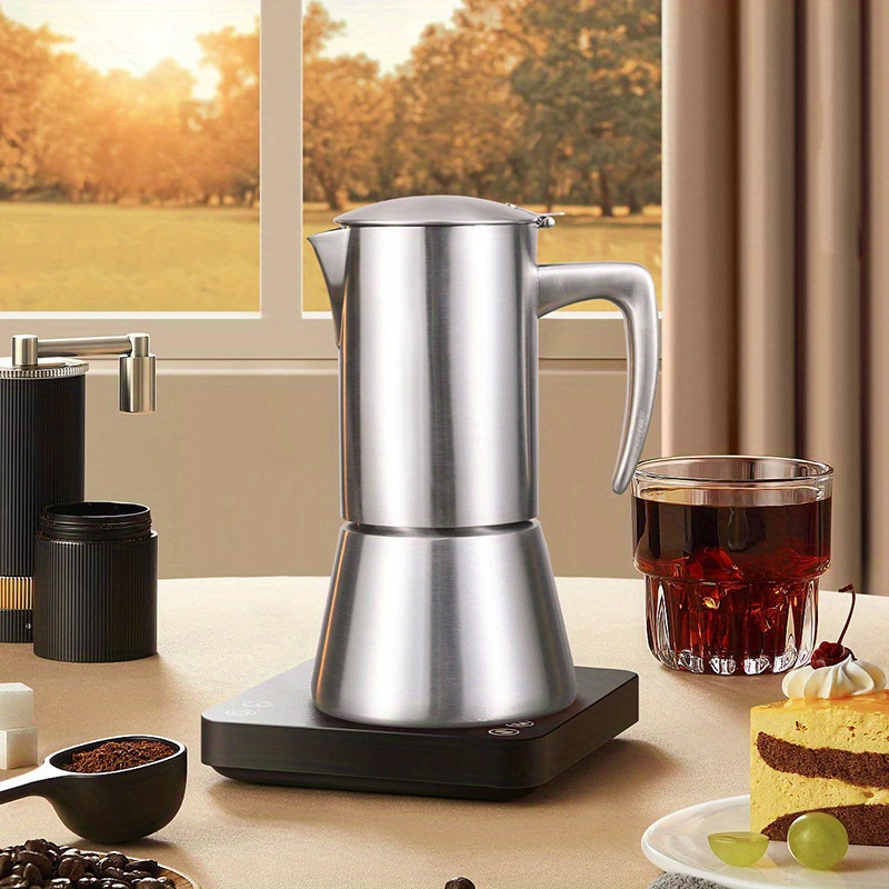1pc of Stovetop Espresso Maker, Stainless Steel * Machine Maker, Induction  * Pot, 4/6/10 Cups *