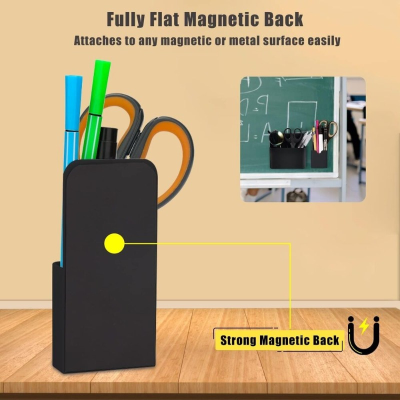 Magnetic Pen And Marker Holder - Plastic Storage Box Suitable For Blackboards, Refrigerators, And Storage Cabinets, Home Offices, Classroom Supplies, And Cute Refrigerator Magnets