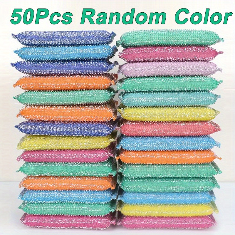 50pcs Heavy-Duty Cleaning Sponges - Non-Toxic Scrubbing Pads with Stackable Design, Non-Scratch Surface - for Kitchen, Bathroom, Dishwashing, Laundry, Household - Durable Polyurethane Sponges in Blue, Green, Pink, Orange, Teal, - Ideal for Home & Commercial Use, Kitchen Sponges for Washing Dishes, Bathroom Scrubber, Textured Surface, Stackable Sponges, Dishwashing Scrubber, Compact Cleaner,   Sponge, Scrub Sponge, Busy Households
