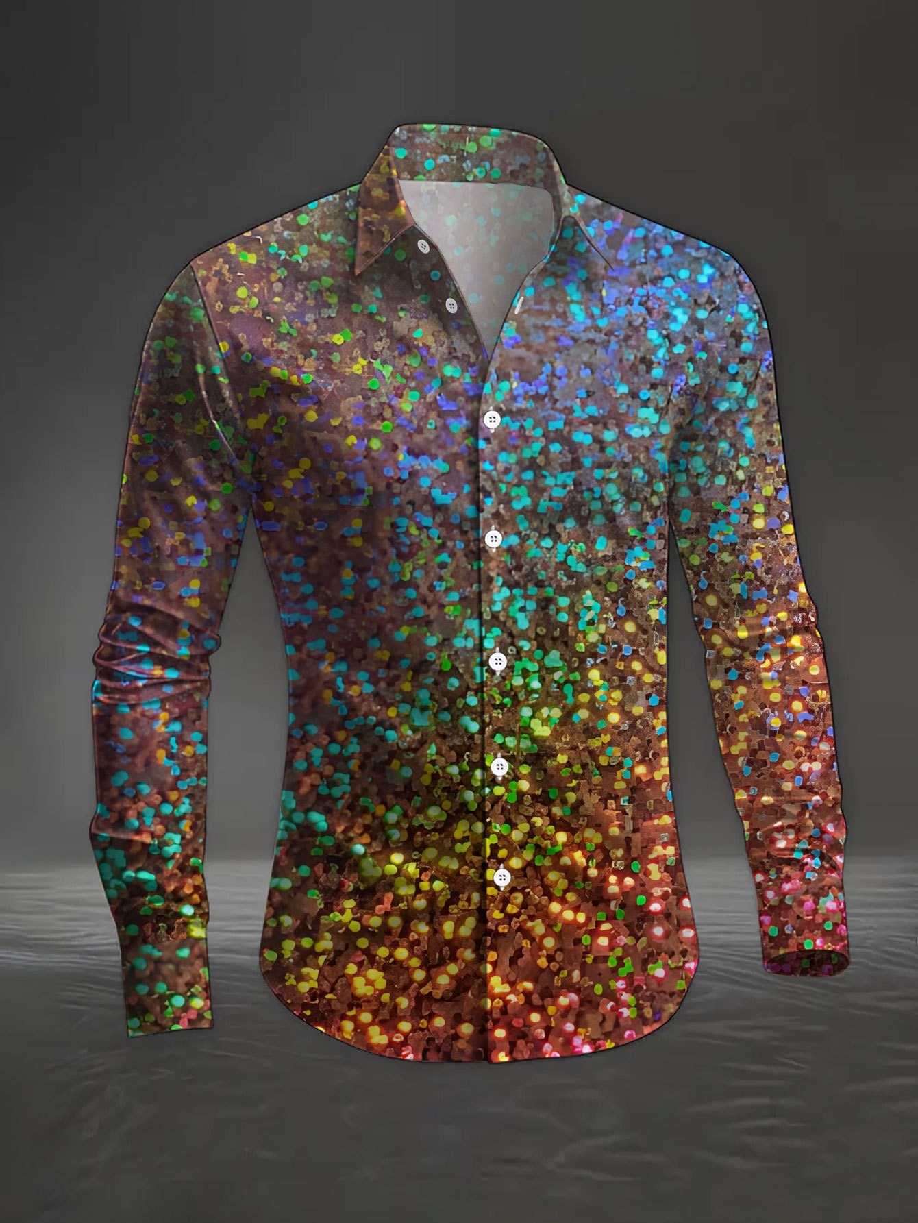 glitter button down dress Green Button Down Sequin Shirt Dress main image 0