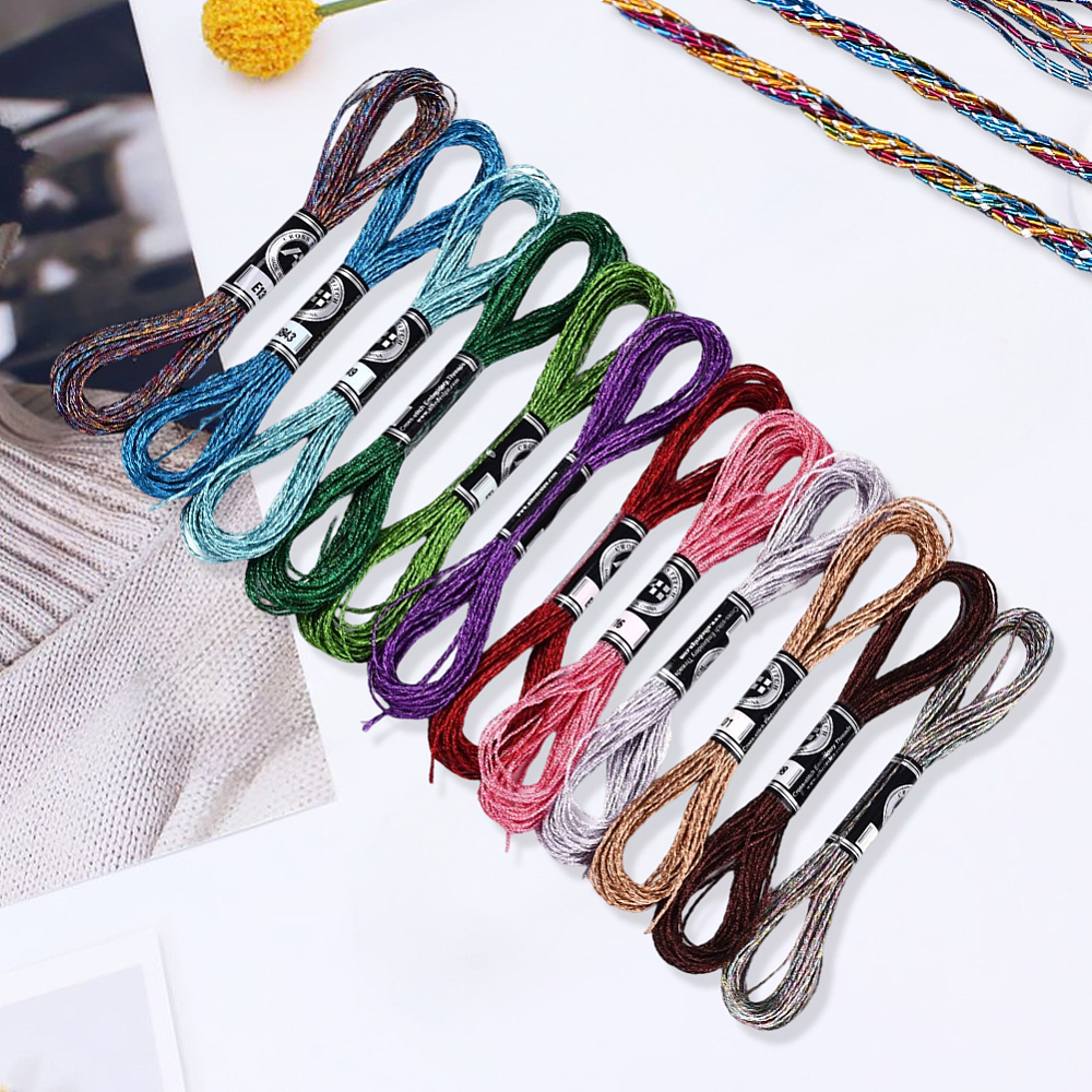 6-Ply Metallic Polyester Embroidery Floss for Crafts