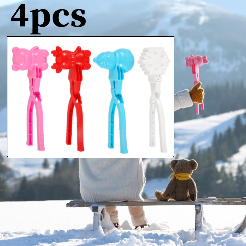 

4 Pieces Snowball Making Tool, Cartoon Animal Multifunctional Mold, Beach Molding With Handle, Winter Outdoor Snow Clipper