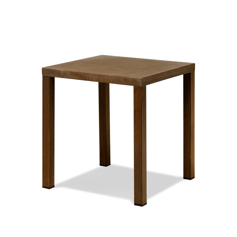 Outdoor Steel Side Table, 22X20X20 Inch Small Patio Table Square End Table for Pool Balcony Deck Porch Lawn Backyard, Brown
