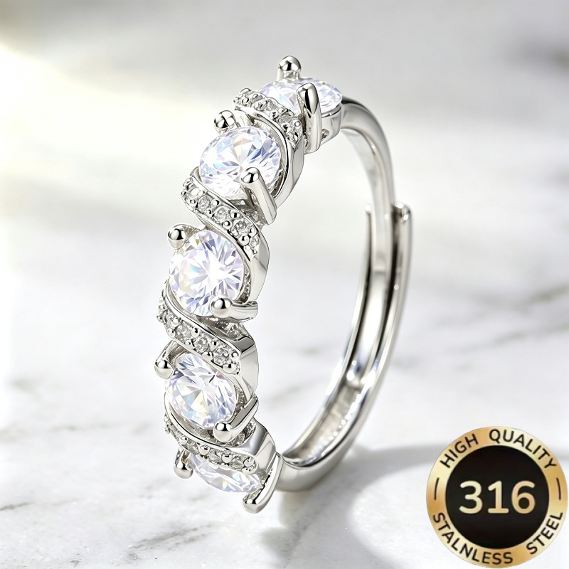 TEMU 1pc Bague Mobius Ouverte Réglable de Haute Qualité en Acier Inoxydable 316 Hypoallergénique de Luxe Léger, Design avec , Bague Ouverte pour