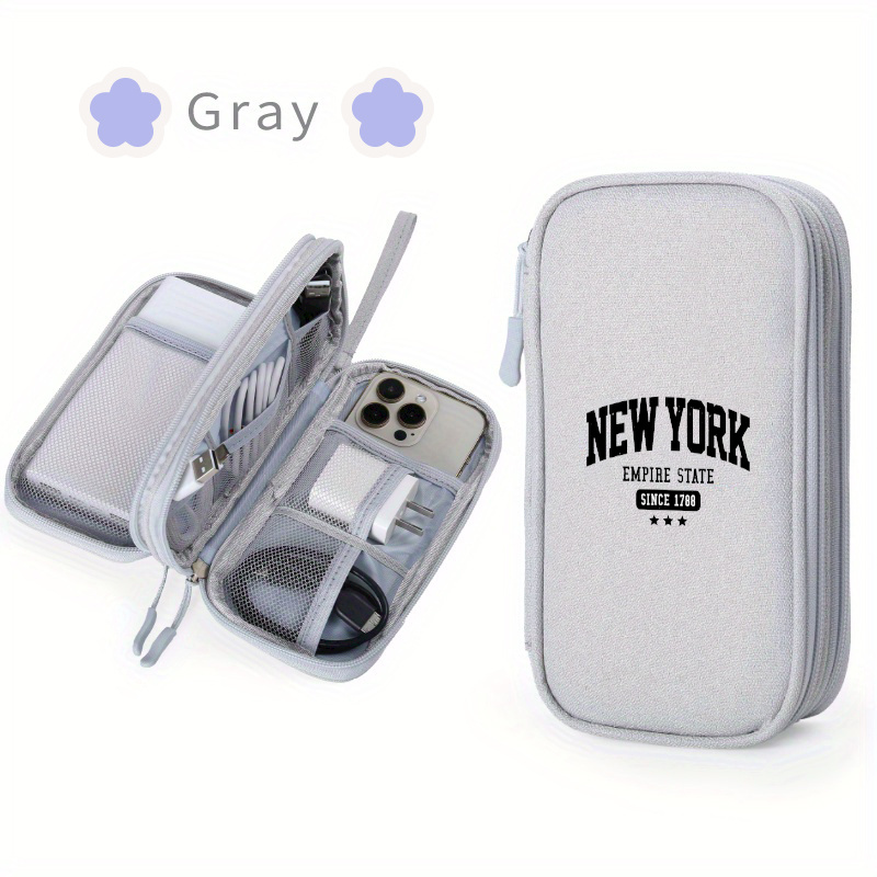 TEMU Una borsa portaoggetti da viaggio con motivo , progettata per contenere cavi per telefono, caricabatterie per telefono, power bank e cavi per