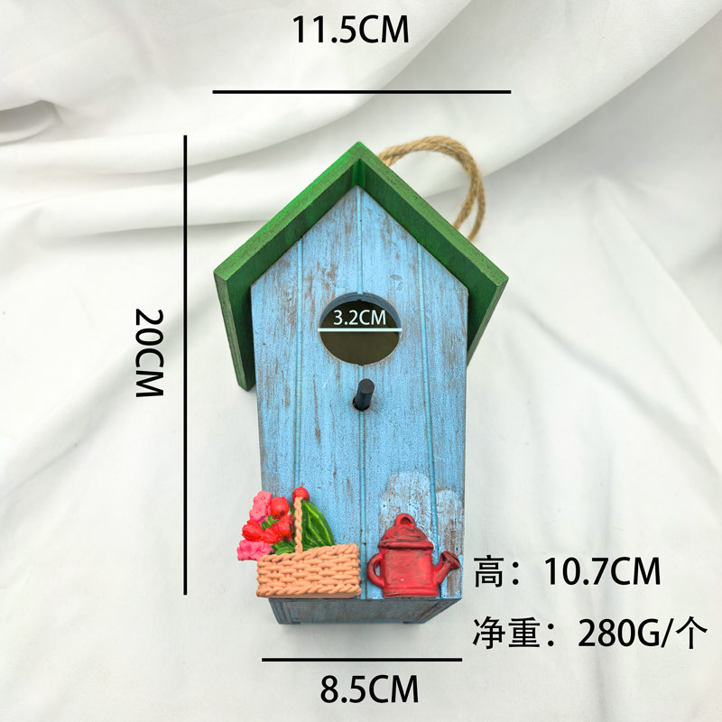 Image of Wood Vintage Hanging Birdhouse Suitable For Patio - Rustic Country Style Bird With Wood Grain, Outdoor Decoration, Hanging Suitable For Garden, Balcony, Or Terrace Bird Shelter