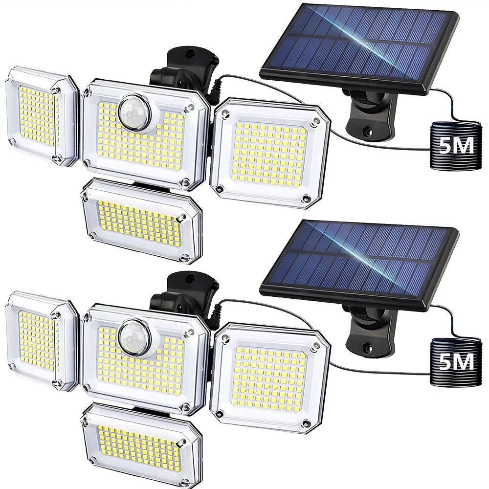 TEMU 2pcs Solar Outdoor Lights, Solar Wall Lights, Solar Powered, Ip65 Waterproof Security Lights, Motion Flood Security Light, Wide Angle Luces