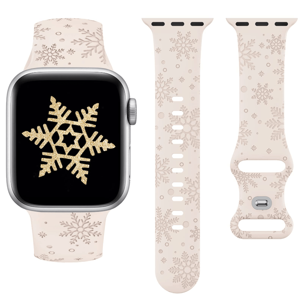 TEMU Bracelet en silicone gravé de neige pour Series 41/40/38/42Mms10/44/45/46/49Mm Homme/Femme Correas, Bracelets de sport mignons et doux, Bracelet
