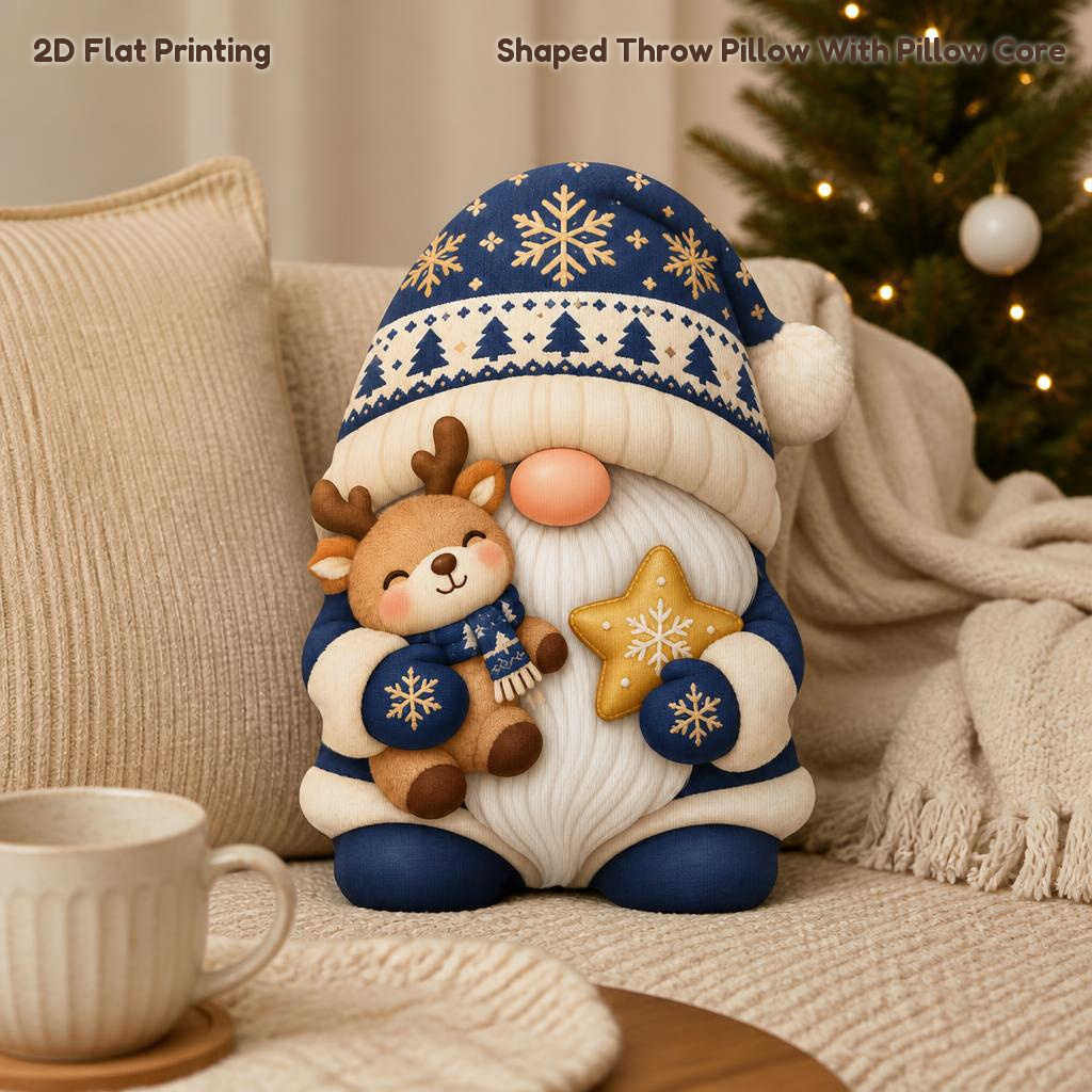 TEMU 2d Flat Christmas Gnome, With Candy Gift Bag, Gift For Gnome Lovers, 2d Flat Printed Shape Fillable Cushion, Decorative Cushion, Suitable For