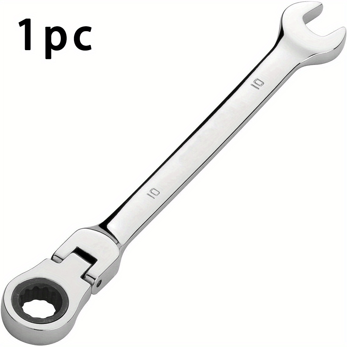 E-shop 10mm Stahl-Ratschenschlüssel mit flexiblem Kopf, Dual-Use, austauschbarer Kopf, 72-Zahn-Ratschenmechanismus, geeignet für Automobil- und