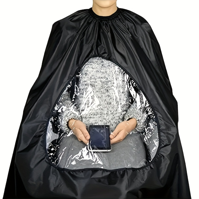 

Professional Salon-quality Haircut Cape With Clear Viewing Window, Adjustable Closure - Waterproof Polyester Gown For And Home Use