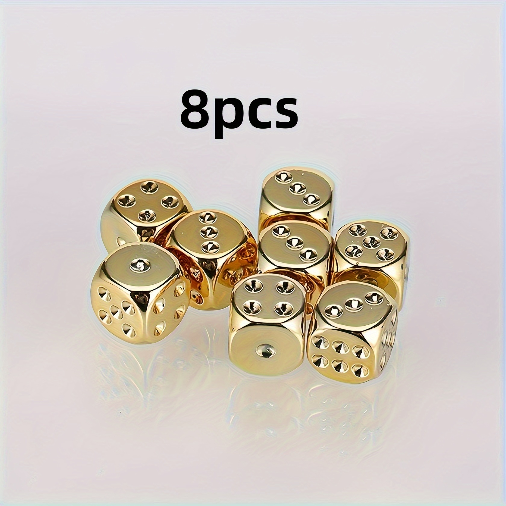 TEMU The 8pcs Set Of Golden Dice Is A Must-have For Multiplayer Party Games, Including D6 Rolling Dice, Suitable For Club Parties, Family Games, Christmas, Valentine's Day, Halloween, Thanksgiving