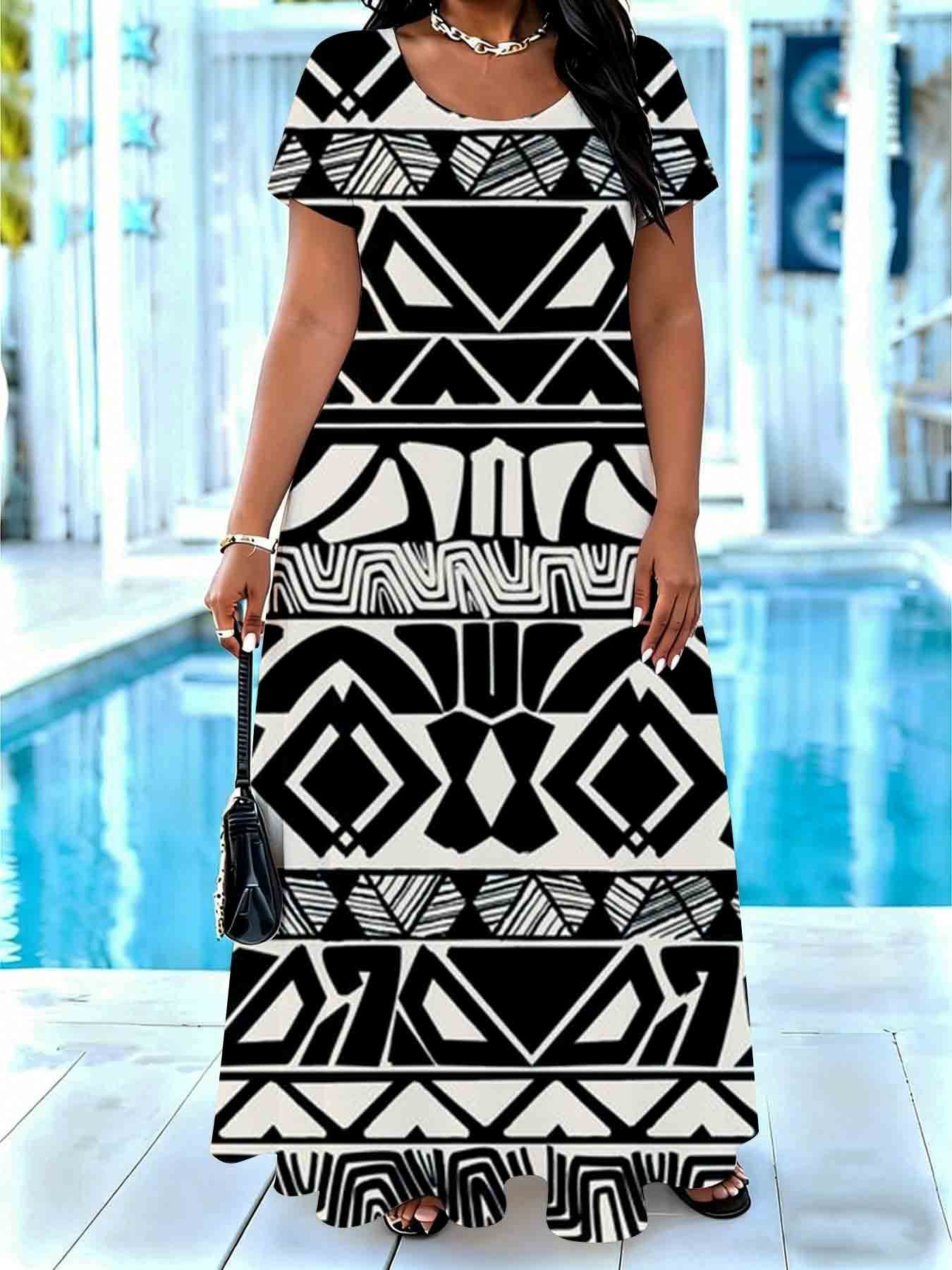 black white maxi dress sold on Temu United States