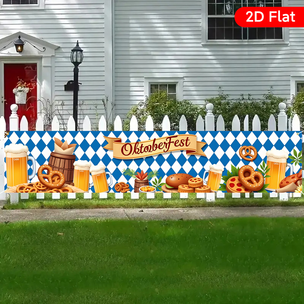 TEMU 2d Flat - 2d Flat - A 2d Flat Banner Featuring A Beer And Cheese Celebration With A Beautiful Design, Suitable For Birthday Parties And