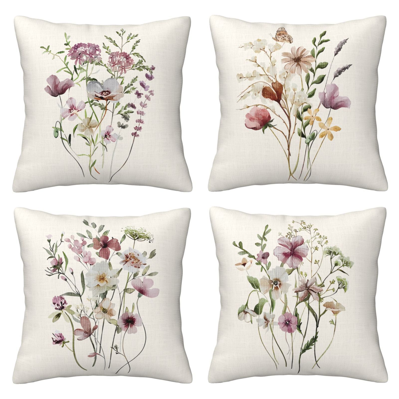 

4pcs Throw Pillow Covers - Vibrant Floral Oil Painting Design, Decorative Cases With Zipper, Machine Washable For Sofa, Bedroom, Office Chair - Decor (no Filling), Decorative Pillows