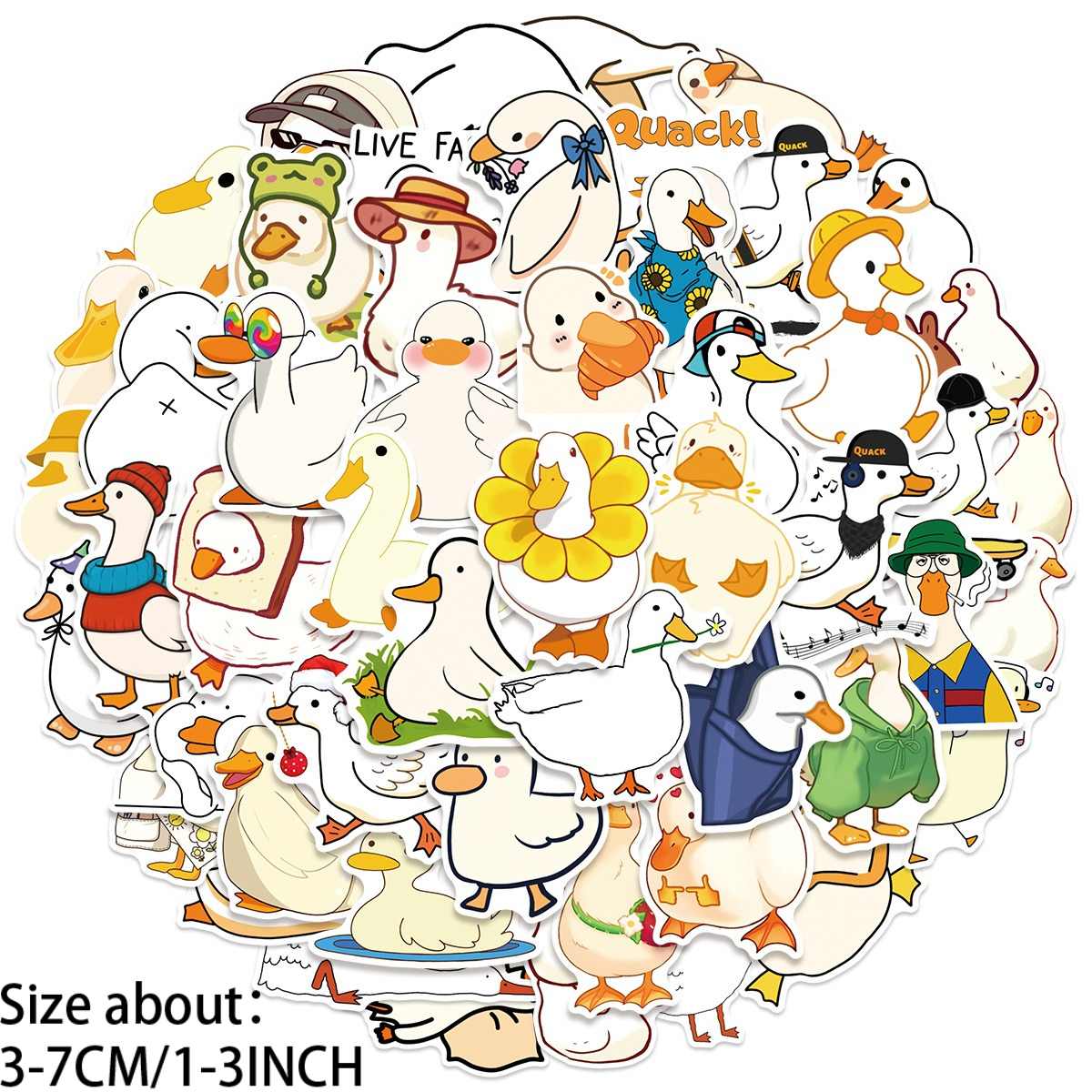   set mit 50 kleinen enten-aufklebern,   für scrapbooking, journale, laptops, wasserflaschen, autos und   von glaubensvorstellungen geprägte designs, mit geschenken mit positiven botschaften.