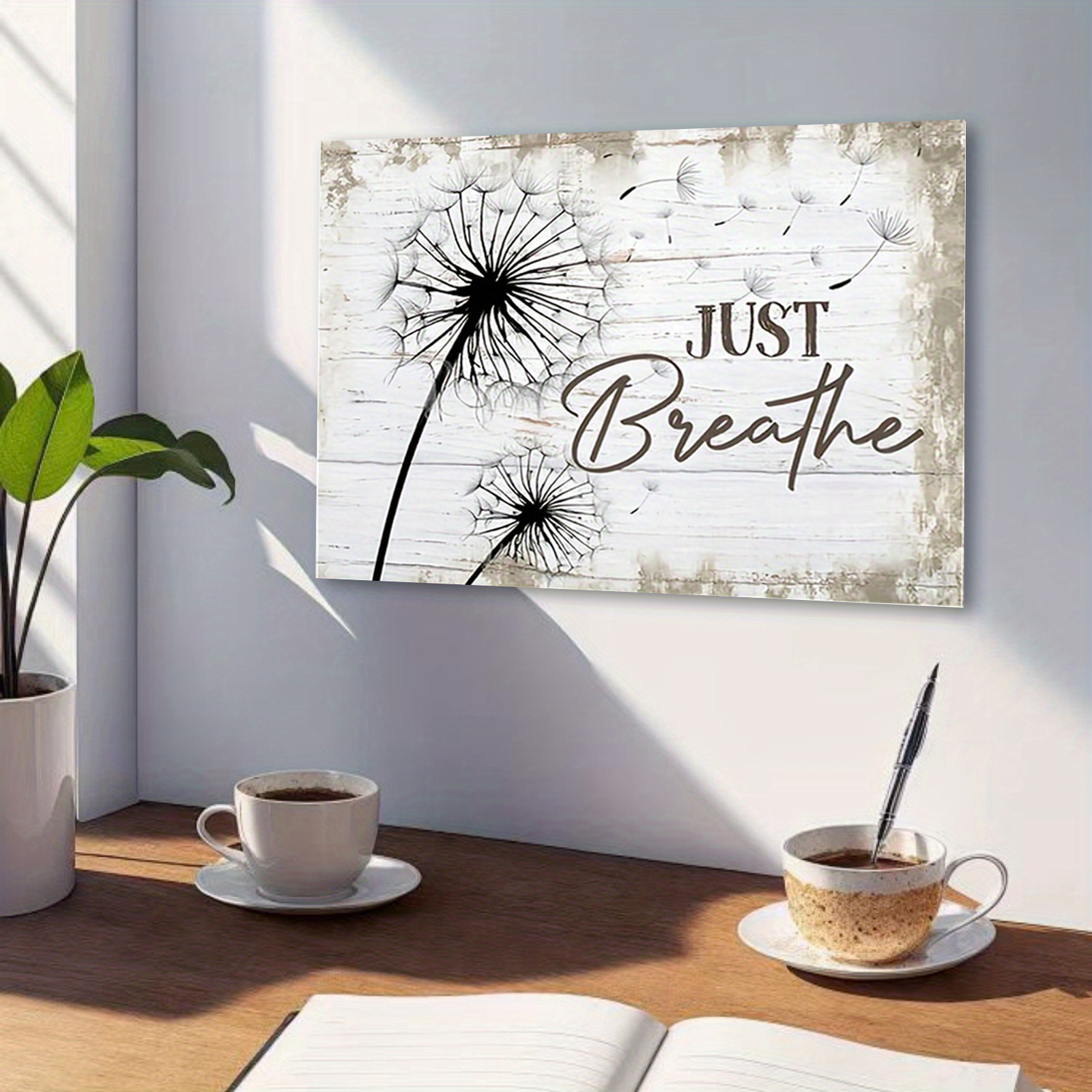 

1pc Dandelion And Canvas Art Print, "just Breathe" Inspirational Quote, Decor For Home, Bedroom, Kitchen, Living Room, Bathroom, Hotel, Cafe, Office, 12x16 Inches