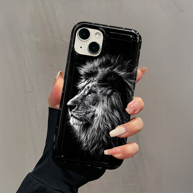 TEMU Phone Case: 1pc Air Cushion Transparent Lion Pattern Tpu Anti-drop Precise Cutout Full Coverage Case Compatible With Iphone 11/12/13/14/15/16