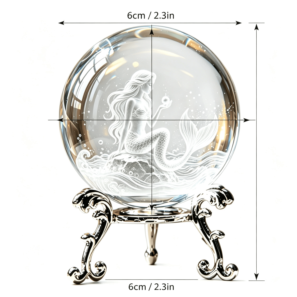 TEMU A Laser-engraved Mythical Mermaid Crystal Ball Ornament, Featuring Mythological Elements, With Three-dimensional Laser Internal Engraving And A