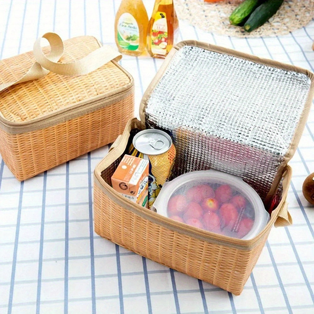 Wicker Bread Basket With Insulated Compartment – Picnic, Serving, And Food Storage Basket With Lid