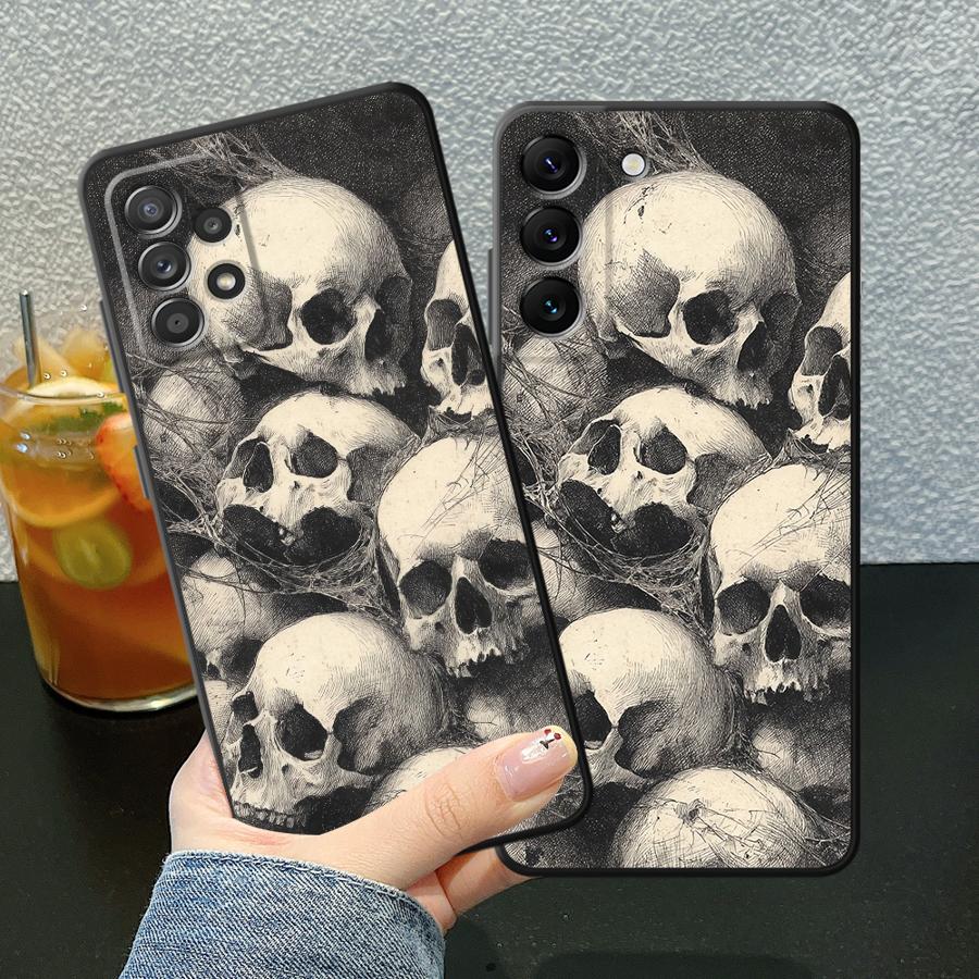 item picture phone case 2d flat vintage   skull   suitable for samsung for galaxy a36 a33 a15 a56 a22 a37 a53 a25 a06 a54 a24 a05 a35 a34 a16 a52 a26 a12 a51 a42 a13 a55 a57 a04 a37 a32 a14 a57 a17 phone cover 2d flat