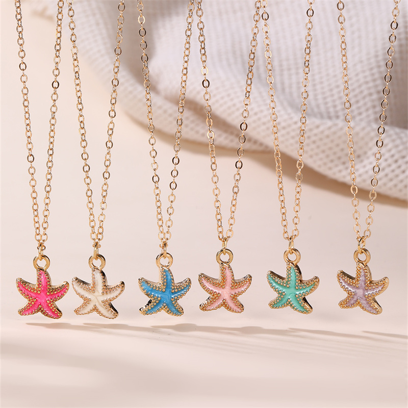 TEMU 6pcs Bohemian Starfish-inspired Pendant Women's Fashion Stackable Necklace Vacation Beach Accessories
