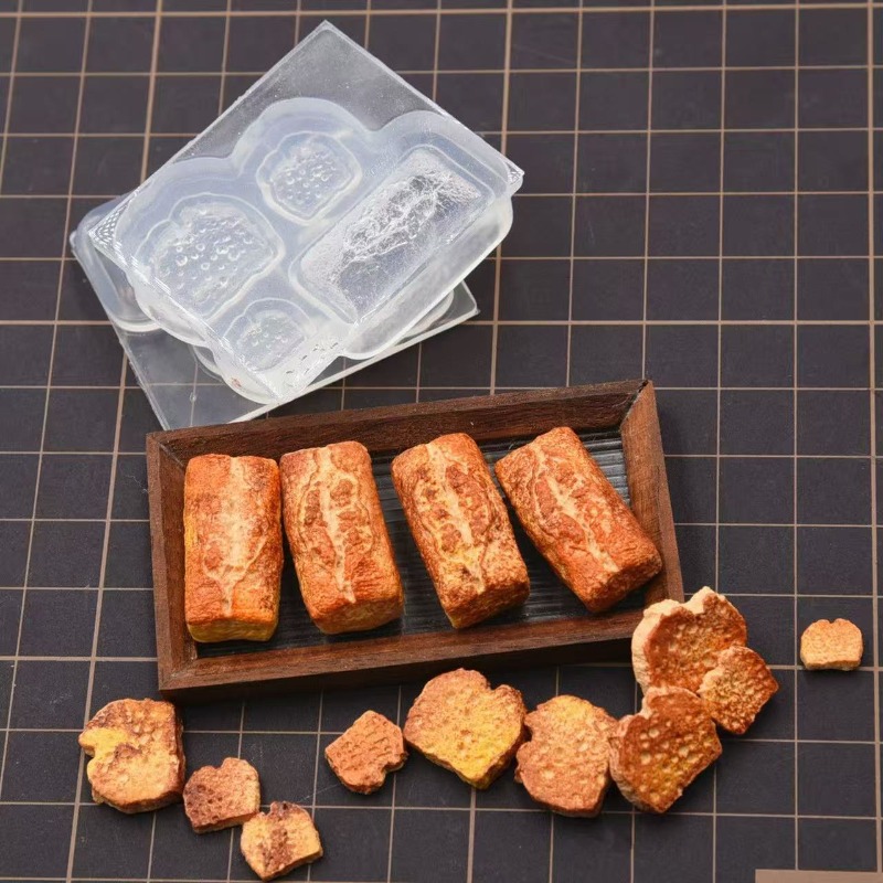 TEMU Miniature Jouet Toast Mini Toast Moule en Silicone Poterie Souple