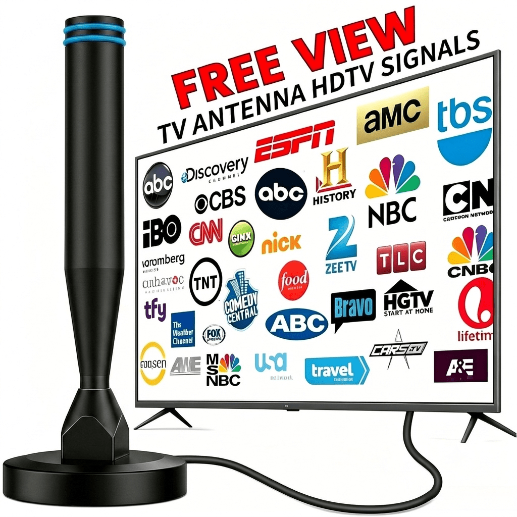 TEMU 2026 Smart Ic Upgraded Indoor Tv Antenna, Long Range 4k 1080p Hd Uhf Vhf Dual Band , No Installation, Compatible With All Smart And Old Tvs For