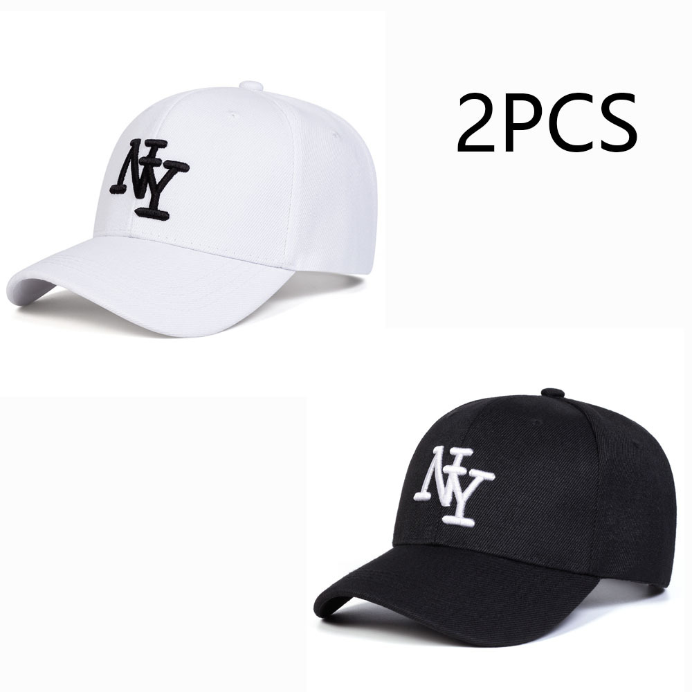 TEMU 2pcs Set Of Men's Ny Embroidered Baseball Caps, Adjustable And Stylish Casual Hats Suitable For Spring And Autumn Travel, Seaside Parties, Adult