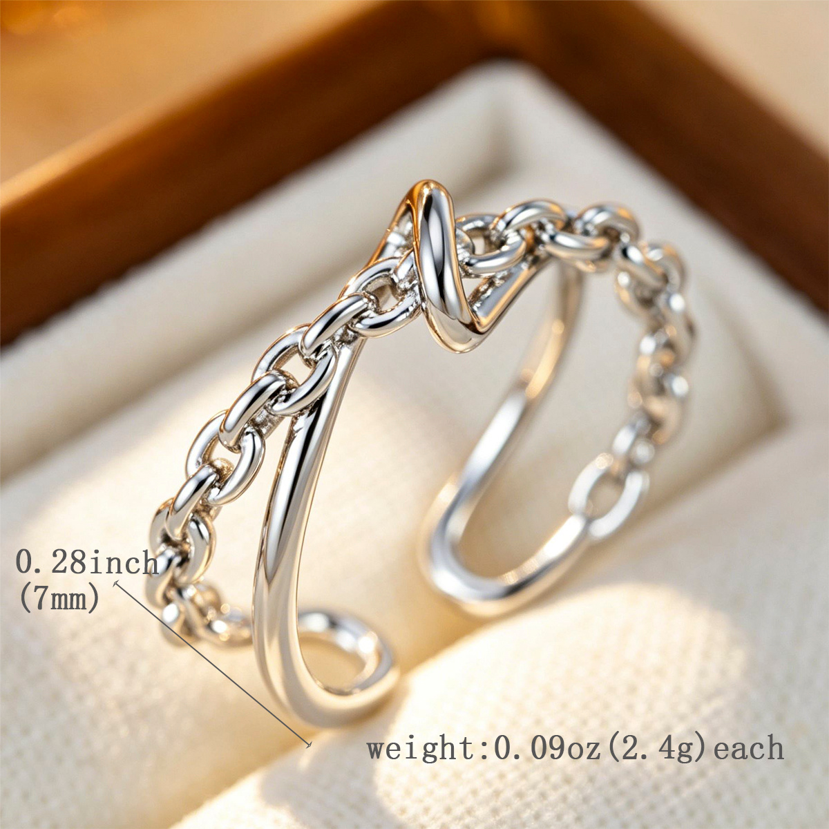 Women's Knot Chain Open Ring, Minimalist Fashion