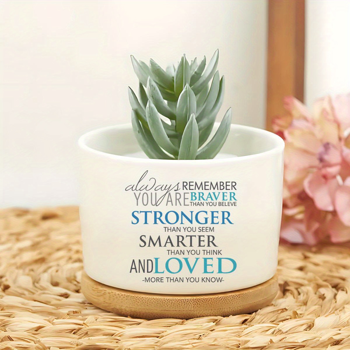 TEMU Decorative Garden Vases With Uplifting Quotes, Perfect Gifts For Women - Ideal For Up A Best Friend, Ceramic Planters Suitable For Indoor Plants