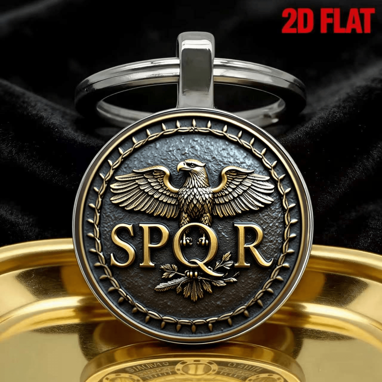 TEMU Portachiavi 2D piatto, stile retr簷 legione a tema " ", motivo ad ala , nobile combinazione di colori oro e , per accessori quotidiani, Natale,