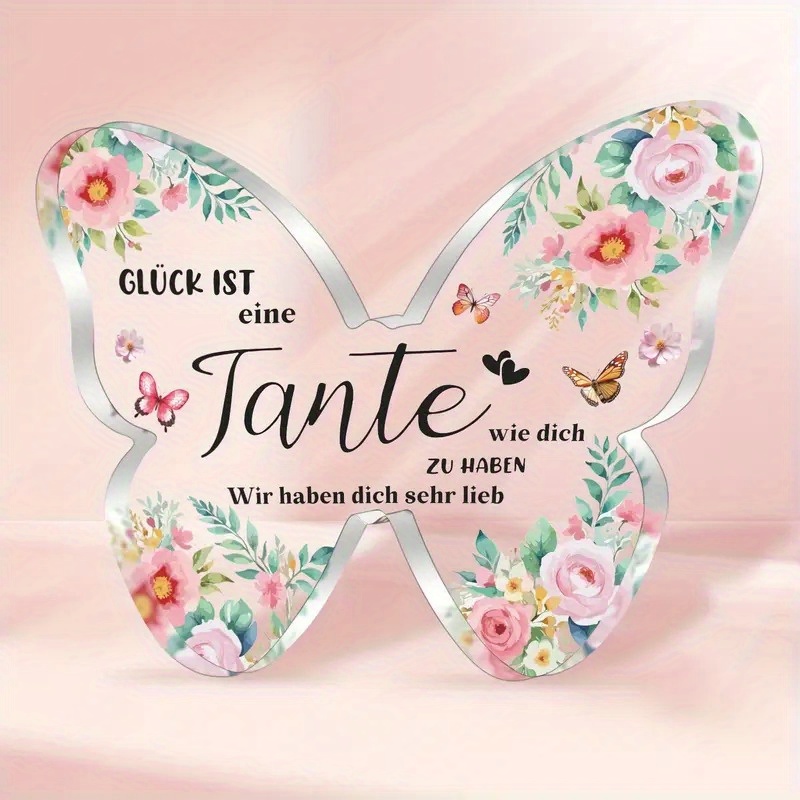 E-shop [2D Flach] Eine schmetterlingsförmige Acrylplakette - ein ideales Geschenk für Tante, für Muttertag, Thanksgiving und Weihnachten