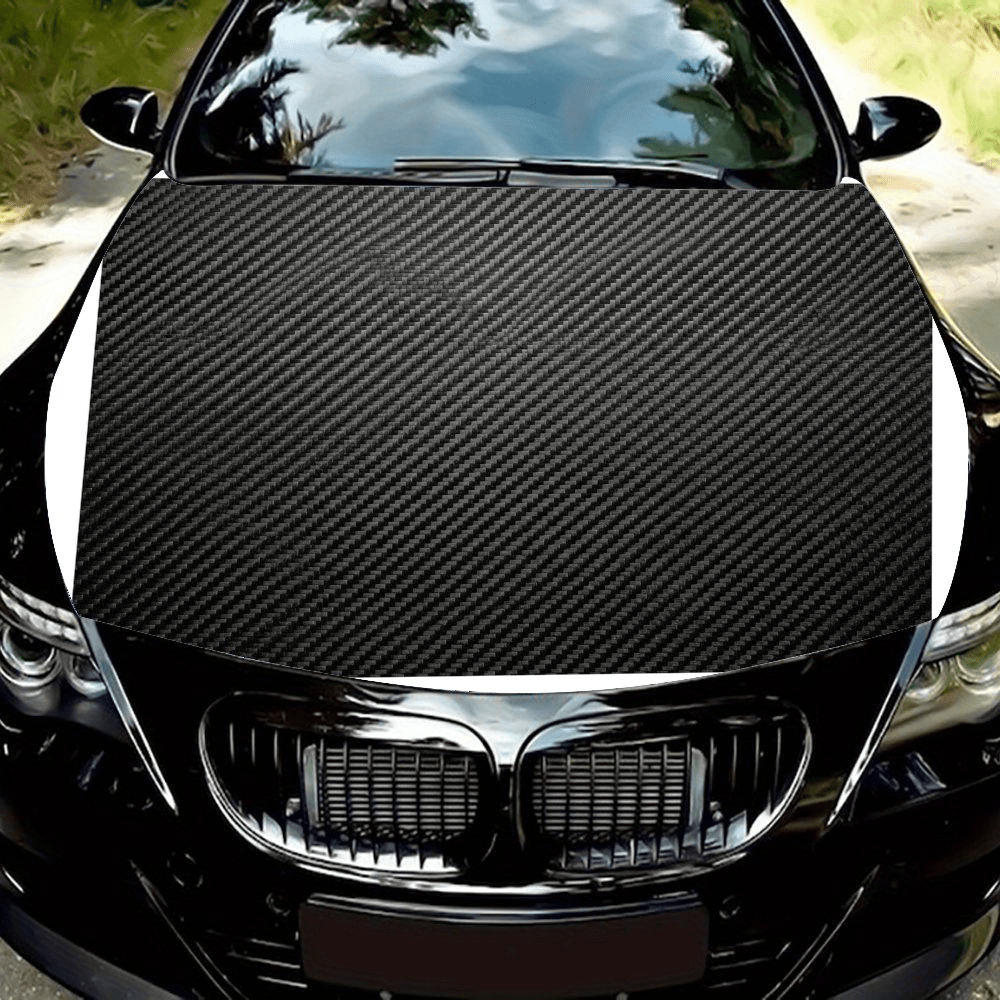 TEMU Fiber Texture Car Hood Wrap Film Waterproof Decorative Bonnet Sticker For Suvs And Trucks, High Gloss Auto Exterior Decoration Additions