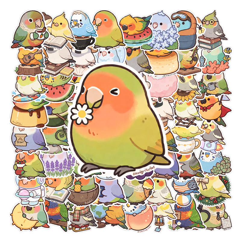 TEMU 70pcs Cute Bird Sticker Pack Aesthetic Parakeet Decals Durable Animal Art For Laptop Water Bottle Phone Case Journal Scrapbook Guitar Luggage