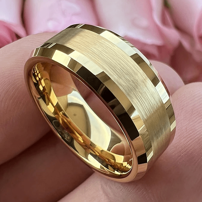 TEMU Bague en tungstène mat de 8 mm pour homme, convient aux hommes et aux femmes, haute qualité, polie, durable, bague , cadeau , parfaite pour