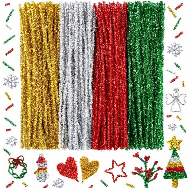 

400pcs Chenille , 12- Metal Cleaners For Diy Christmas Crafts And Decorations, Assorted (red, , , )