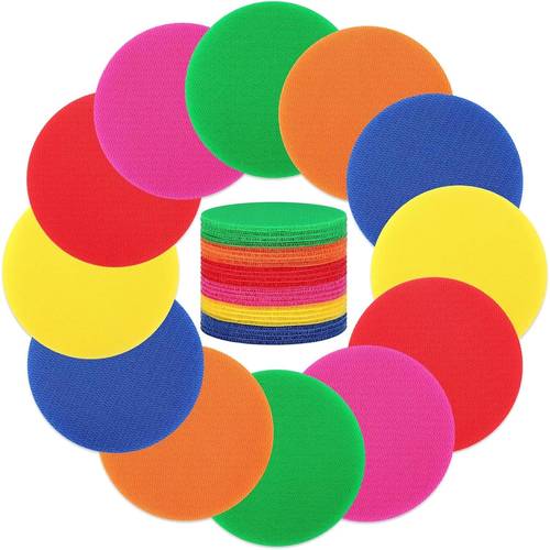 48pcs multicolor carpet floor dot markers 4 inch polyamide material teacher classroom sitting carpet dots student fixed dot markers for games and teachers 6 colors