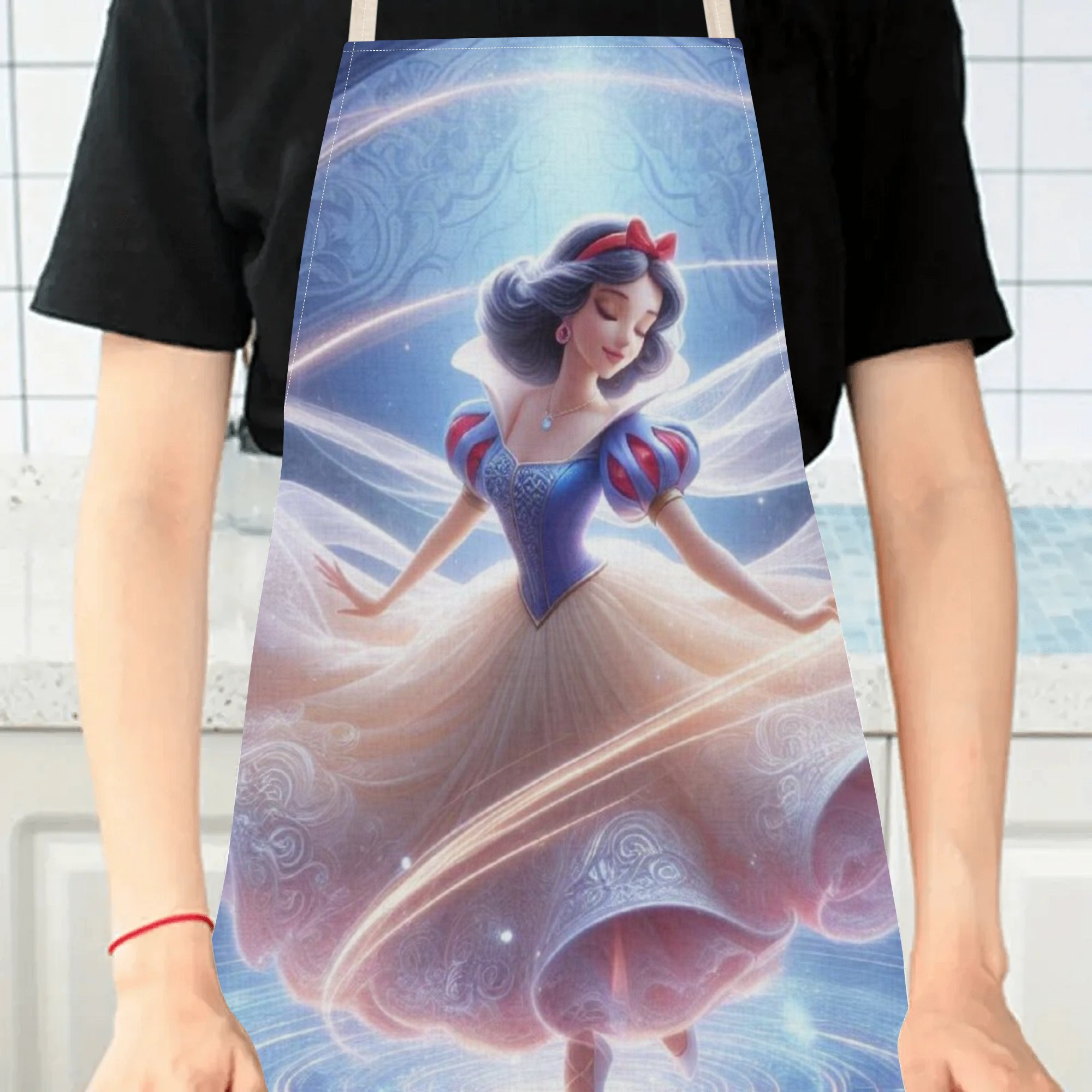 glossy polyester| disney   waterproof apron - magical princess design,   polyester, ideal for home, restaurants, bakeries & food services details 3