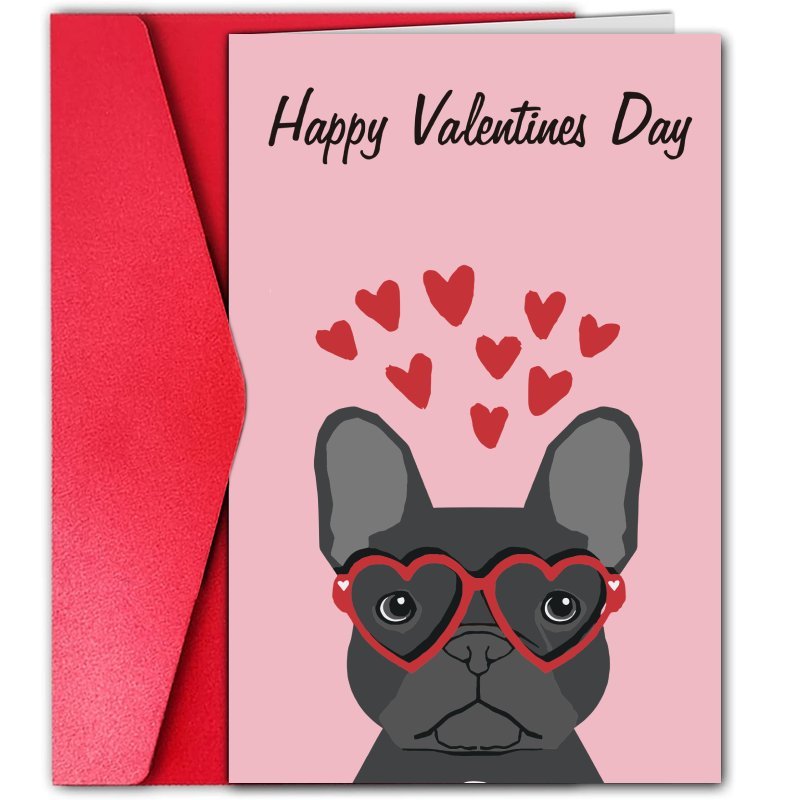 

1pc French Bulldog Valentine's Day Greeting Card, Humorous For , Friends, Family, With Envelope Included, For Perfect Gift For Galentine's Day, , Boyfriend, Husband, Wife