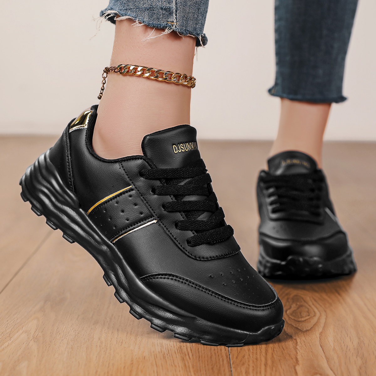 Brand Women'S Shoes Casual Sports Shoes Fashion Casual Shoes Sports  Outdoor Shoes Large Size Shopping and Walking Shoes Golden Sequin  Decoration